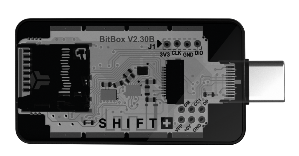 X-ray view of BitBox02 Nova internal circuit board showing Shift Crypto hardware